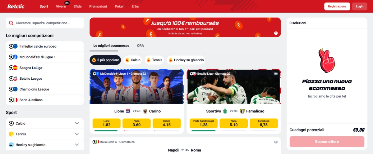 Betclic casino Italia – homepage